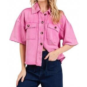 NEW KNIT & LOUNGE boxy fit utility shirt jacket in pink acid wash